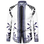 Heren barok overhemd 15 luxe kamper shirt paars zwart wit, Kleding | Heren, Nieuw, Overige halswijdtes, Verzenden