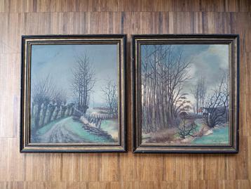 2 Schilderijen gesigneerd Lode Geets 1971 beschikbaar voor biedingen