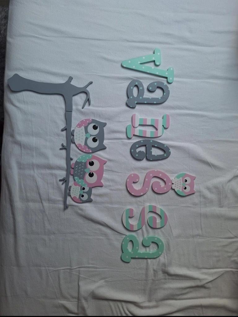 "Vanessa" houten muurdecoratie met uiltjes, Kinderen en Baby's, Ophalen, Gebruikt, Wanddecoratie