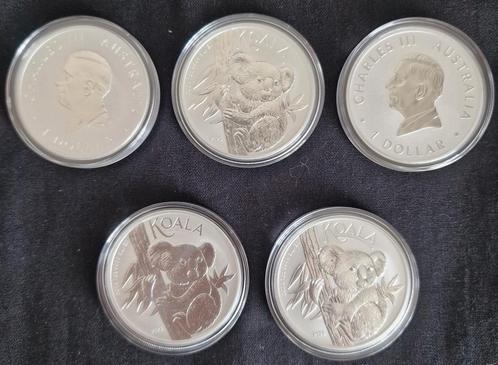 5x 1 oz Australian Koala Zilver Munten 2024, Postzegels en Munten, Edelmetalen en Baren, Zilver, Ophalen of Verzenden