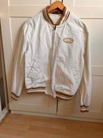 Witte Bomberjack met Bruine Details, Kleding | Heren, Ophalen of Verzenden, Zo goed als nieuw, Maat 48/50 (M), Wit