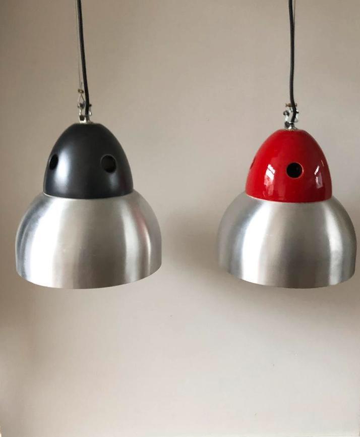 2 X Italiaanse Luce 250 pendellampen hanglampen | Space Age, Huis en Inrichting, Lampen | Hanglampen, Zo goed als nieuw, Minder dan 50 cm