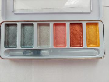 Metallic aquarel verf in geel en oranje incl waterpenseel beschikbaar voor biedingen