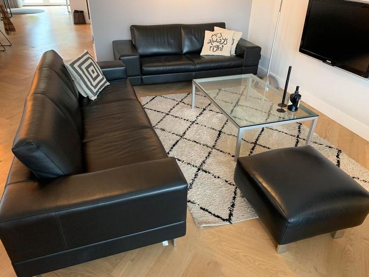 Luxe leren bankstel + pouf van Leolux - Antipode 2, Huis en Inrichting, Banken | Complete zithoeken, Gebruikt, Leer, Ophalen