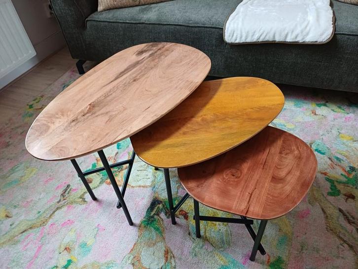 Salontafel set van 3 hout Trendhopper, Huis en Inrichting, Tafels | Salontafels, Zo goed als nieuw, Minder dan 50 cm, 50 tot 100 cm
