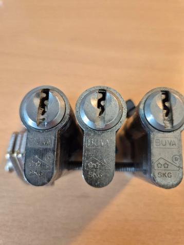 3 BUVA SKG Cilindersloten met Sleutels - Gebruikt beschikbaar voor biedingen