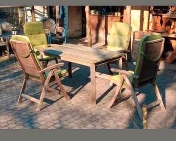 Teakhouten Tuinset met 4 Stoelen beschikbaar voor biedingen