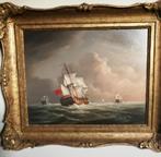 Oude zeilschepen, olieverf, Bernard Page., Antiek en Kunst, Ophalen