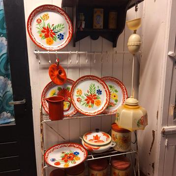 Vintage Emaille Onderborden - Set van 5 beschikbaar voor biedingen