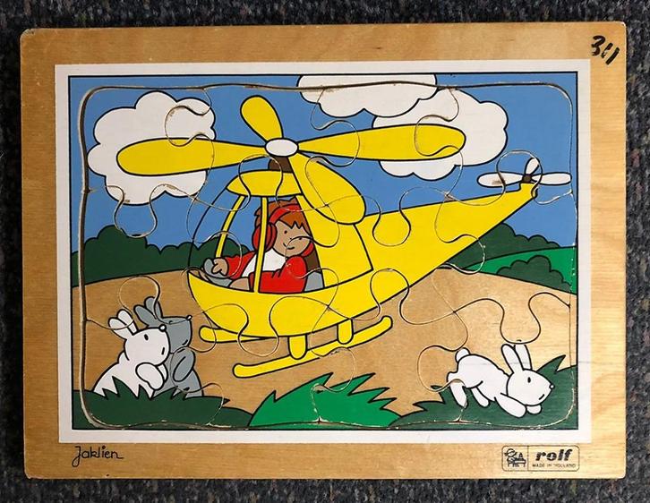 Helicopter - Rolf Legpuzzel - hout - 12 stukjes Jaklien, Kinderen en Baby's, Speelgoed | Kinderpuzzels, Gebruikt, 2 tot 4 jaar