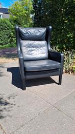 Oorfauteuil deens design zwart stouby Børge Mogensen vintage, Huis en Inrichting, Fauteuils, Ophalen, Gebruikt, Minder dan 75 cm