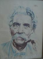 Oude potloodtekening portret Albert Schweizer. H. Kyne 1955., Antiek en Kunst, Kunst | Tekeningen en Foto's, Ophalen of Verzenden