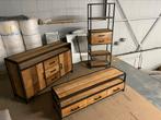 Set van drie kasten - teak hout - old wood, Huis en Inrichting, Kasten | Dressoirs, Ophalen, Zo goed als nieuw, 25 tot 50 cm, 150 tot 200 cm