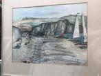 aquarel haagse school kees andrea strand boten bella isla, Antiek en Kunst, Ophalen