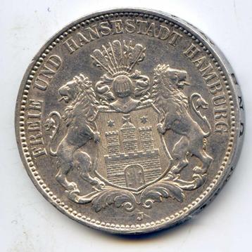 Duitsland Hamburg 3 Mark 1913 Mooi exemplaar Zeldzamer  beschikbaar voor biedingen