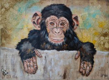 Schilderij chimpansee  beschikbaar voor biedingen