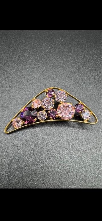 Vintage Broche met Roze en Paarse Strass beschikbaar voor biedingen