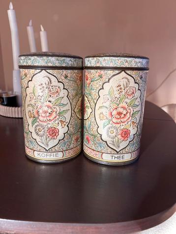 Vintage Blikken gebloemd Koffie & Thee beschikbaar voor biedingen