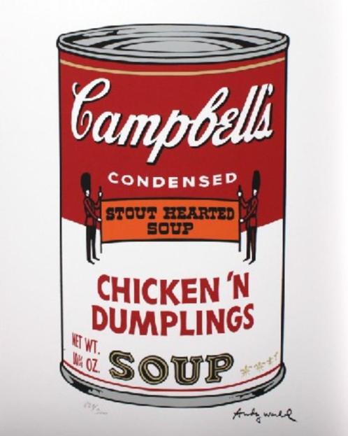 Andy Warhol(1928)Lithografie"Campbells Chicken Dumpl"Ges Gen, Antiek en Kunst, Kunst | Litho's en Zeefdrukken, Ophalen of Verzenden