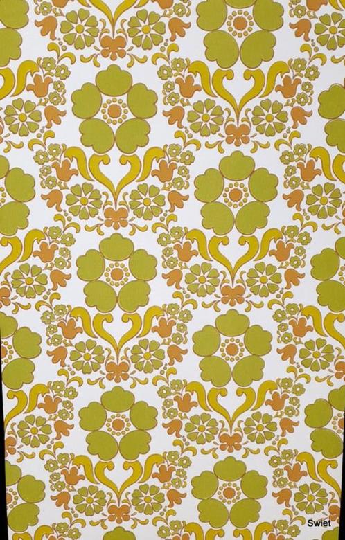 6604 Vintage retro jaren 70 bloemen behang behangpapier, Huis en Inrichting, Stoffering | Behang, Verzenden