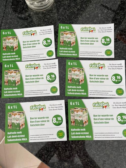 6 X 8,16 euro aan bonnen voor Melk, Tickets en Kaartjes, Kortingen en Cadeaubonnen, Overige typen, Cadeaubon