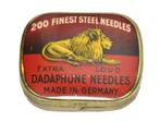 blik Dadaphone gramophone needle tin leeuw, Ophalen of Verzenden, Gebruikt, Overige