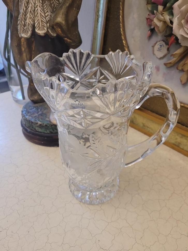 Zwaar kristallen waterkan oudje, Antiek en Kunst, Curiosa en Brocante, Ophalen of Verzenden