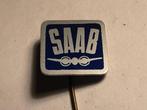 Metalen SAAB AUTOMERK Speld (Blauw/Aluminiumkleur)., Verzenden, Zo goed als nieuw, Transport, Speldje of Pin