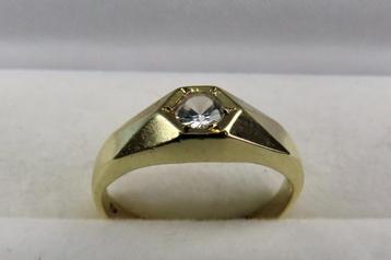 Gouden ring - 14 karaat - met zirkoon - gemerkt en goed. beschikbaar voor biedingen