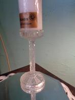 20 cm hoge kristal stomp kaars houder met kaars 7.5 cm breed, Antiek en Kunst, Antiek | Glas en Kristal, Ophalen of Verzenden