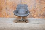 IZG staat fraaie grijze leren Topform draaifauteuil, Design, 75 tot 100 cm, Ophalen of Verzenden, Zo goed als nieuw