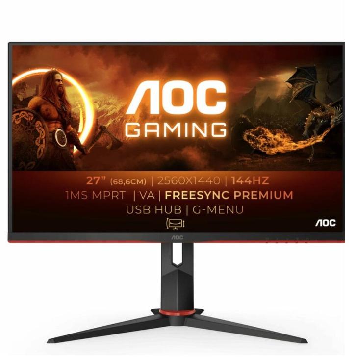 AOC Gaming Monitor 144 Hz/1MS - Q27G2U QUAD HD LED 27″ LED, Computers en Software, Monitoren, Refurbished, 101 t/m 150 Hz, DisplayPort