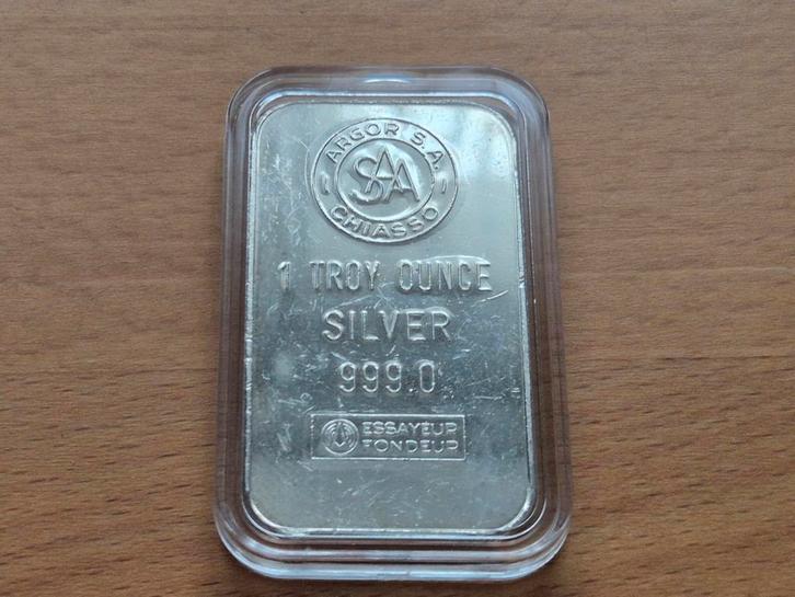 1 oz Vintage Silver Bar. Argor Chiasso. Zeldzame zilverbaar!, Postzegels en Munten, Edelmetalen en Baren, Zilver, Ophalen of Verzenden