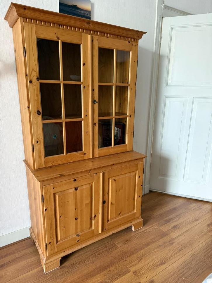 Houten vitrinekast, Huis en Inrichting, Kasten | Vitrinekasten, Gebruikt, 150 tot 200 cm, 100 tot 150 cm, 25 tot 50 cm, Ophalen