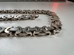 Zware zilveren platte XL koningsketting + armband - 253 gram, Sieraden, Tassen en Uiterlijk, Kettingen, Ophalen of Verzenden, Gebruikt