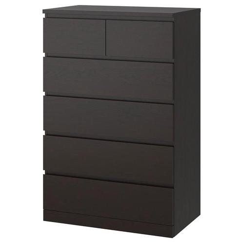Ikea Malm kast - 6 lades - Zwart, Huis en Inrichting, Kasten | Ladekasten, Gebruikt, 100 tot 150 cm, 50 tot 100 cm, 25 tot 50 cm