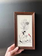 Vintage Pierrot tegel in lijst, Ophalen of Verzenden, Zo goed als nieuw, Hout, Minder dan 50 cm