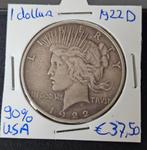 peace dollar 1922 D Amerika, Postzegels en Munten, Verzenden, Noord-Amerika, Losse munt, Zilver