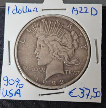peace dollar 1922 D Amerika beschikbaar voor biedingen
