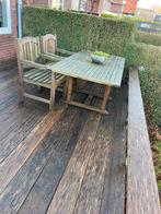 Teak tuinset met 4 stoelen, Tuin en Terras, Ophalen, Zo goed als nieuw, Hout