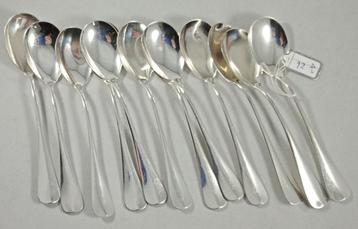12 zilveren koffielepels Hollands Glad  beschikbaar voor biedingen