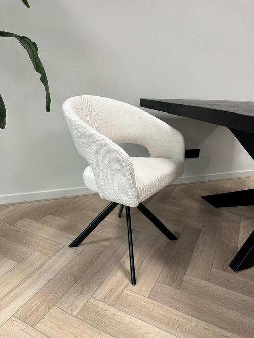 Eettafel Stoelen Draaibaar Beige White | Nieuw | OUTLET️, Huis en Inrichting, Stoelen, Nieuw, Vijf, Zes of meer stoelen, Stof