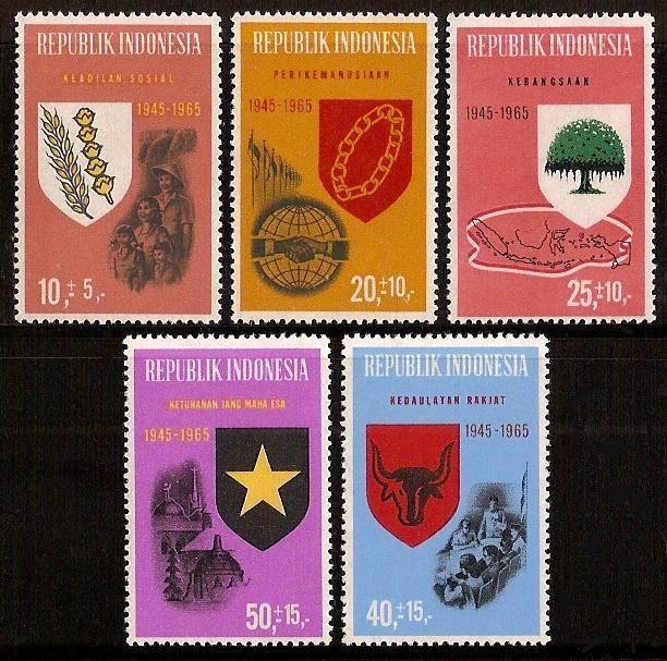 Indonesie Zonnebloem nr 489/93 postfris 1965, Postzegels en Munten, Postzegels | Azië, Postfris, Zuidoost-Azië, Ophalen of Verzenden