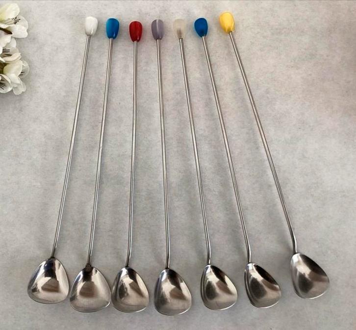 7 Vintage Sorbetlepels, Cocktail Lepels, Lattelepels, Verzamelen, Retro, Huis en Inrichting, Ophalen of Verzenden