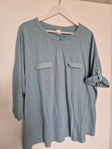 Blauwe blouse / tshirt  met 3 kwart mouwen / 54 beschikbaar voor biedingen