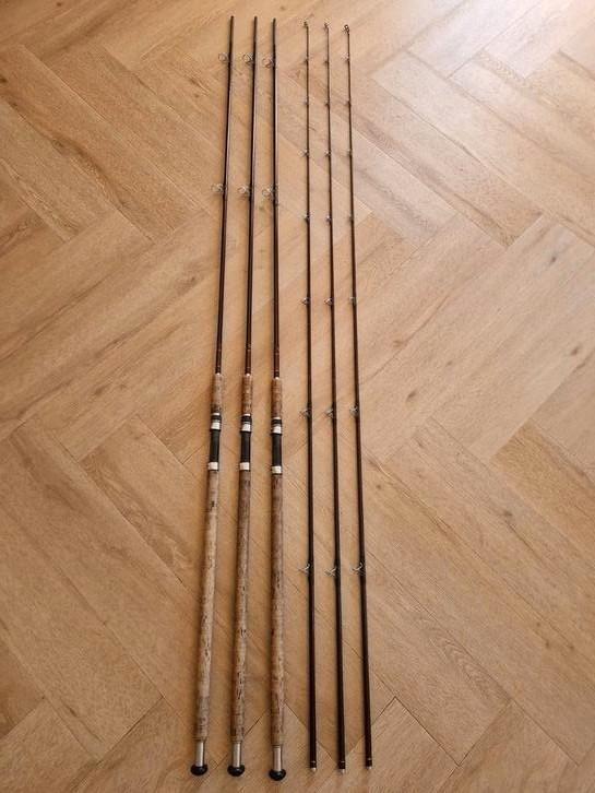 3 x CJW KM2 hengels speciale rood-bruine blank!, Watersport en Boten, Hengelsport | Karpervissen, Gebruikt, Werphengel, Ophalen of Verzenden