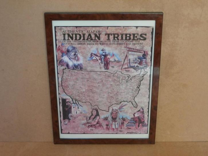 Oud Landkaart Amerikaanse Indian Tribes Indiaanse stammen US, Antiek en Kunst, Antiek | Schoolplaten, Stad- en Dorpsgezichten