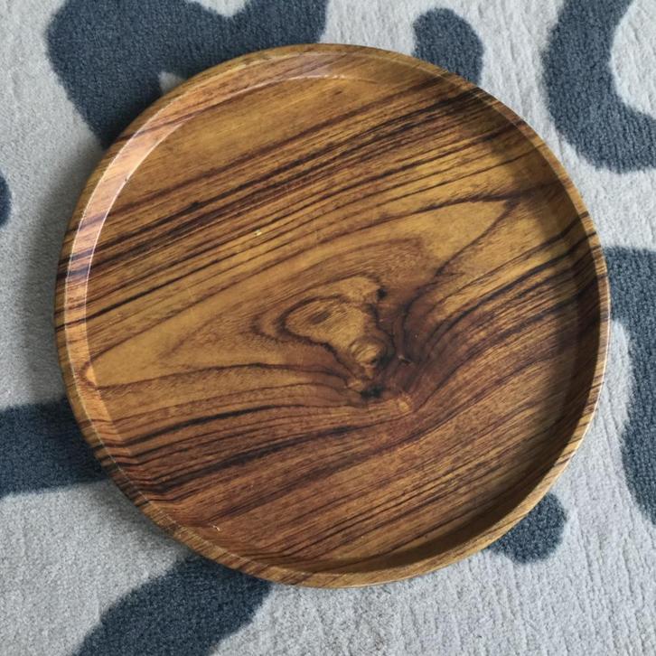 Vintage IRA Denmark metalen dienblad met houtnerfstructuur, Verzamelen, Retro, Huis en Inrichting, Ophalen of Verzenden