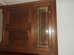 Antiek eiken kastje met glas in klep, Antiek en Kunst, Antiek | Meubels | Kasten, Ophalen of Verzenden