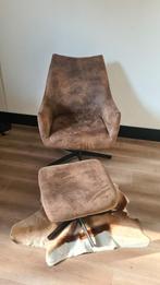 Comfortabele fauteuil met voetenbankje, Huis en Inrichting, Fauteuils, Ophalen, Gebruikt, 75 tot 100 cm